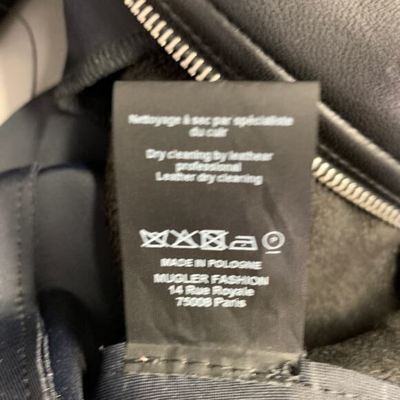 MUGLER Size 2 Black Lambskin Nylon Blend Bodysuit - Picture 6 of 6